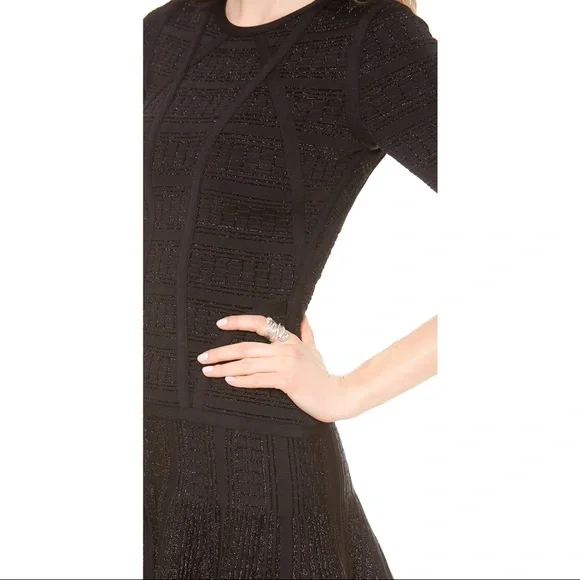 HERVE LEGER Black Fit and Flare Mini Dress - Picture 4 of 7
